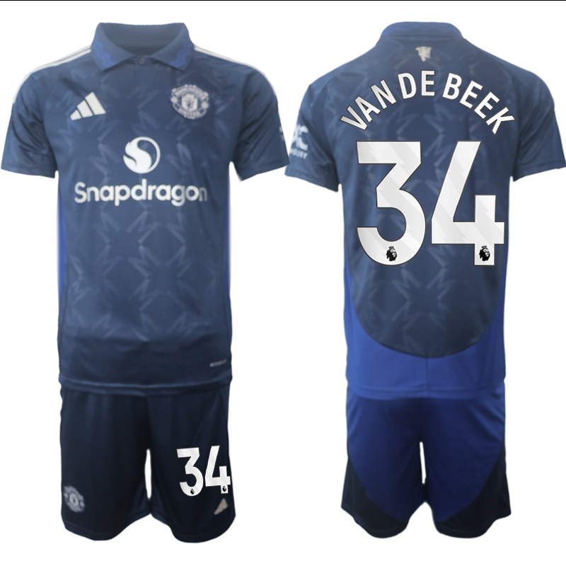 Men 2024-2025 Club Manchester United away blue #34 Soccer Jersey->manchester united jersey->Soccer Club Jersey